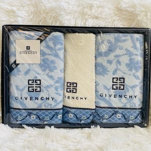 Givenchy 3 Pc Towel Set ( 1 washcloth, 2 Hand towels ) BNIB